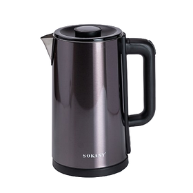 Електро чайник електричний нержавіюча сталь металевий 3 літри дисковий єлектрочайник Sokany SK-09018 Сірий