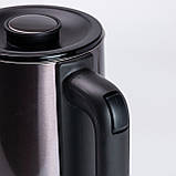 Електро чайник електричний нержавіюча сталь металевий 3 літри дисковий єлектрочайник Sokany SK-09018 Сірий, фото 6