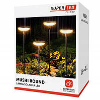 Сонячна садова LED лампа-грибок SuperLED 76 см 3000K декоративна підсвітка, кругла, набір 4шт