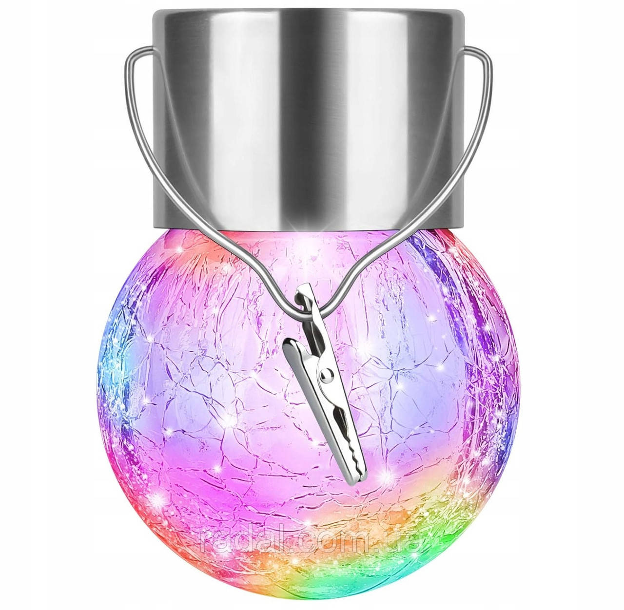 Підвісна сонячна лампа SuperLED RGB Куля Скляна LED Гірлянда для саду, фото 1