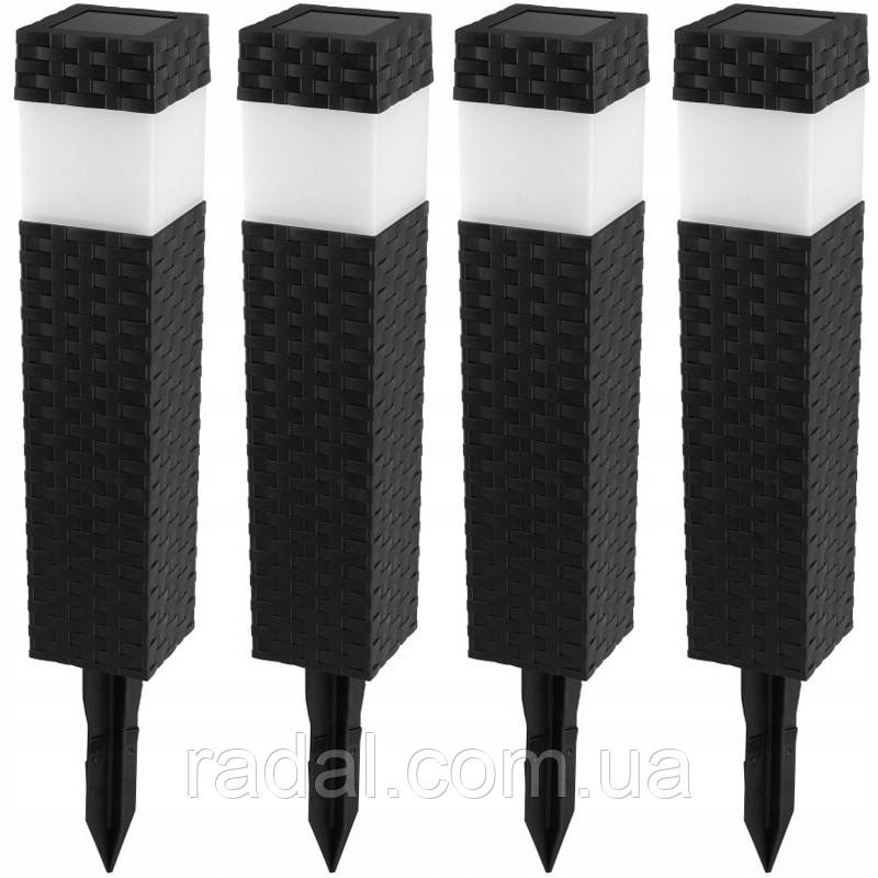 Ліхтар на сонячній батареї, набір 4шт, SuperLED стовпчик в землю, сад, тераса, доріжки, фото 1