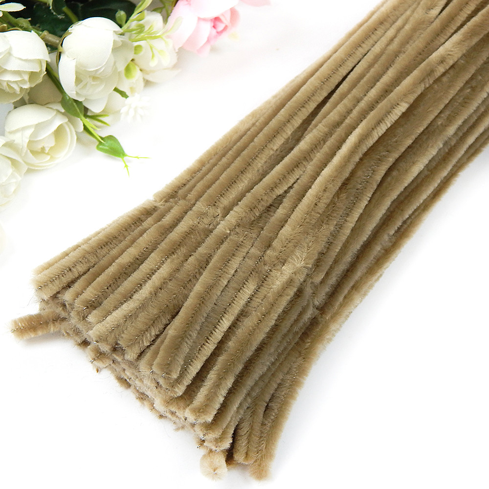 Дріт синельний №27, пухнасті палички, 30 см, бежевий (10 шт)