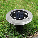Лампа сонячна садова RGB вулична в землю вбивний диск LED світильник SuperLED, 4шт, фото 8