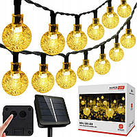 Сонячна гірлянда 30 LED-кульок, SuperLED Soli — довжина 5,5 м, тепле біле світло, IP65, датчик сутінків, для саду, тераси