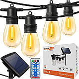 Сонячна гірлянда SuperLED Soli 10 м — 10 LED лампочок, тепле світло, водозахист IP65, пульт, зарядка USB, фото 2