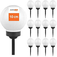 Світильник садовий на сонячній батареї, LED куля 10 см, SuperLED, 12шт