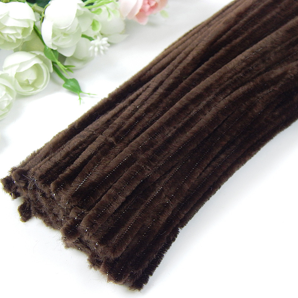 Дріт синельний №18, пухнасті палички, 30 см, шоколадний (10 шт)