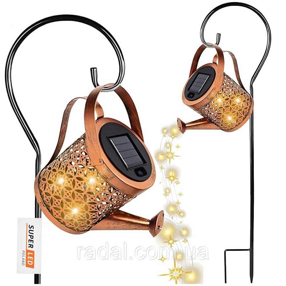 Садова сонячна лампа "Лійка" XXL з датчиком сутінків — декоративне LED освітлення для саду, тераси, балкону, SuperLED, фото 1