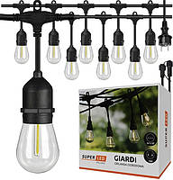 Садова гірлянда 15м з 15 LED-лампами E27 - декоративне освітлення для саду, тераси, балкона, SuperLED