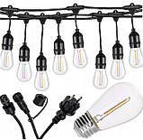 Садова гірлянда 15м з 15 LED-лампами E27 - декоративне освітлення для саду, тераси, балкона, SuperLED, фото 3