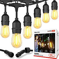 Садова гірлянда 20м з 20 LED-лампами E27 — зовнішнє декоративне освітлення з можливістю з'єднання, SuperLED