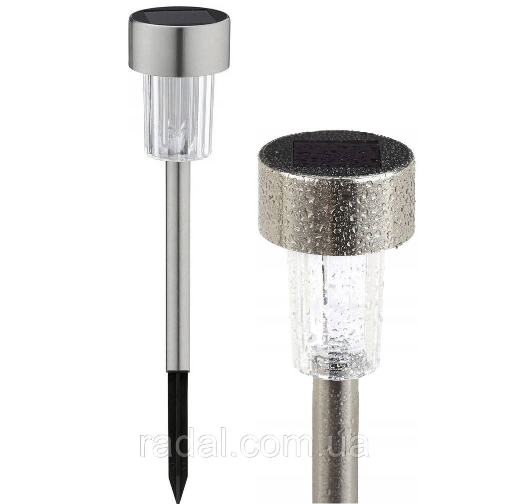 Стовпчик для газону, сріблястий сонячний ландшафтний світильник SuperLED, фото 1