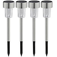 Набір з 4шт сріблястих стовпчиків для газону, сонячний ландшафтний світильник SuperLED