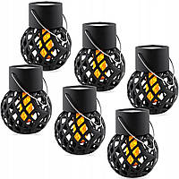 Набір з 6 підвісних сонячних ламп SuperLED Flame Ball — декоративне LED-освітлення з ефектом полум’я, IP44