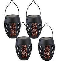 Набір з 4 декоративних сонячних підвісних ламп SuperLED Flami — ефект полум’я, автономне світло, IP44