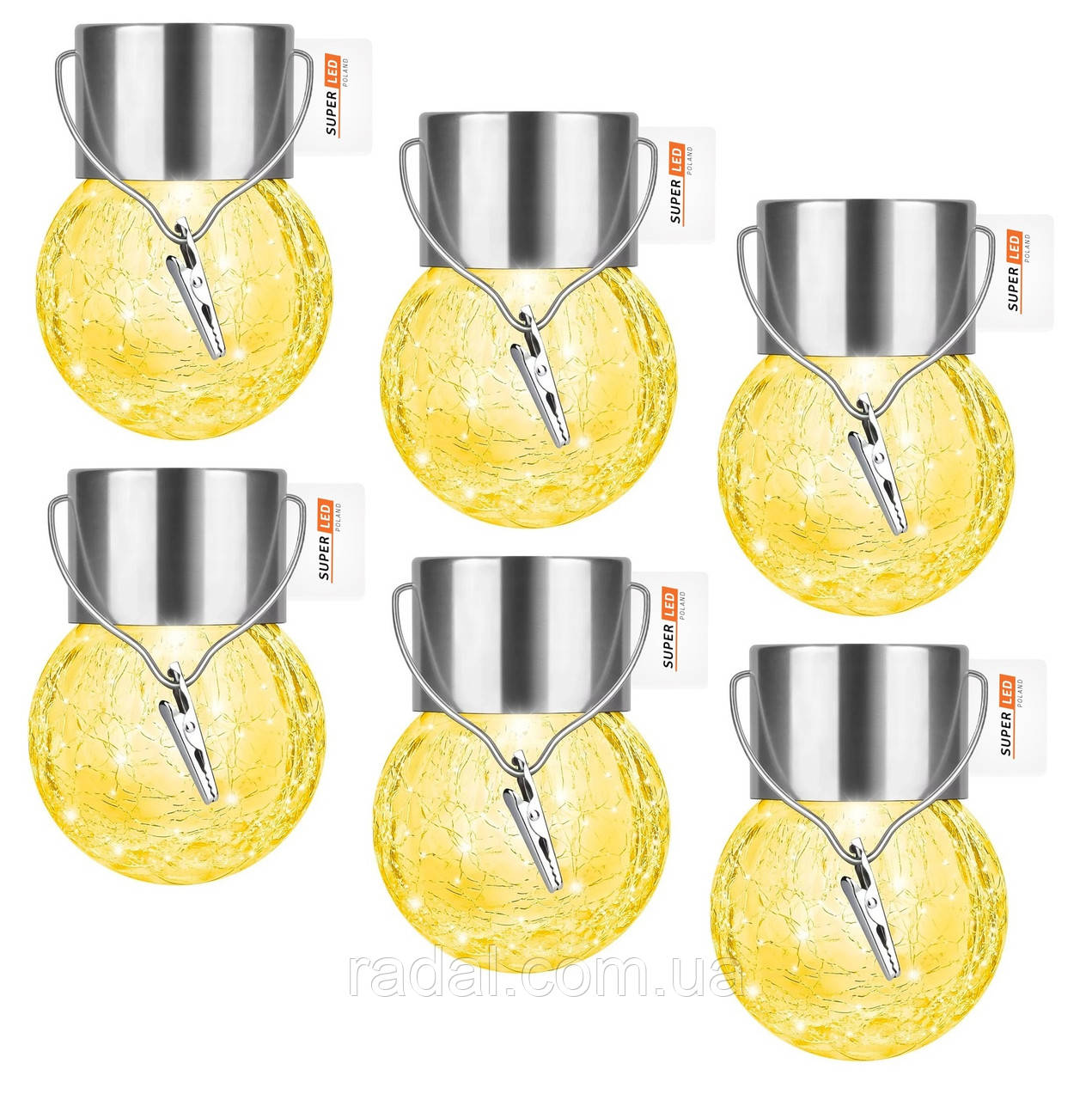 Підвісна ліхтар-гірлянда 6шт SuperLED Solar LED Куля для саду на сонячній батареї 3000K, Тепле світло, фото 1
