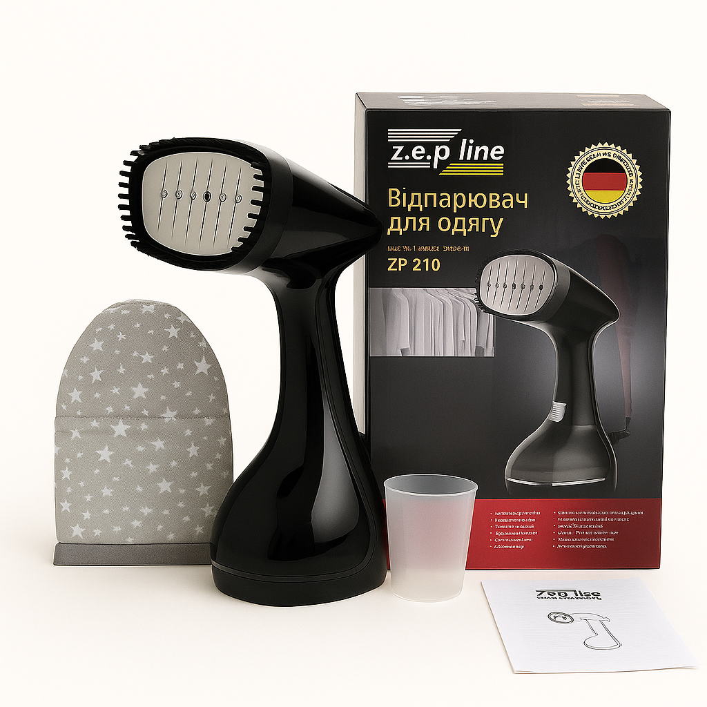 Ручний вертикальний відпарювач чорний Zepline ZP-210 3000 Вт, 0,4 л з рукавичкою, фото 1