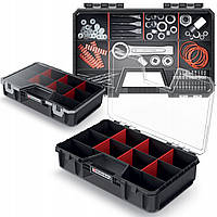 Органайзер для дрібних деталей та інструментів Kistenberg KMS3020 — 6 комірок, прозора кришка, 294×194×60 мм