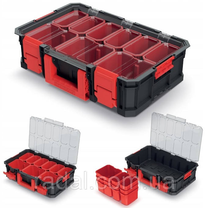 Органайзер для інструментів Kistenberg Modular Solution 15″ - 9 знімних контейнерів, ABS‑засувки, фото 1