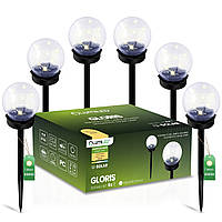 Набір прозорих садових LED‑куль 10 см на сонячній батареї 6 шт — Lumiled Gloris, тепле світло 3000К, IP44