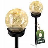 Набір прозорих садових LED‑куль 10 см на сонячній батареї 6 шт — Lumiled Gloris, тепле світло 3000К, IP44, фото 3