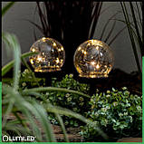 Набір прозорих садових LED‑куль 10 см на сонячній батареї 6 шт — Lumiled Gloris, тепле світло 3000К, IP44, фото 7