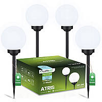 Набір садових LED‑куль 15 см на сонячній батареї 4 шт — Lumiled Atris, холодне світло 6500 K, IP44