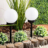 Набір садових LED‑куль 15 см на сонячній батареї 4 шт — Lumiled Atris, холодне світло 6500 K, IP44, фото 4