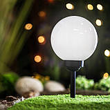 Садова LED‑куля 25 см на сонячній батареї — Lumiled Atris, холодне світло 6500 K, IP44, фото 7