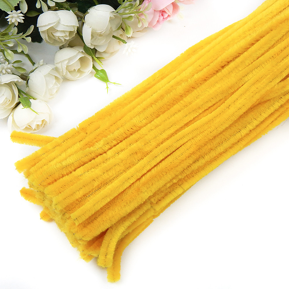 Дріт синельний №2, пухнасті палички, 30 см, насичений жовтий (10 шт)