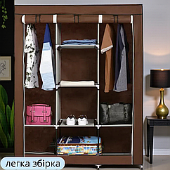 Тканева складана шафа для одягу та взуття Storageна 3 секції модульна каркасна шафа-органайзер для речей 130х45х175см