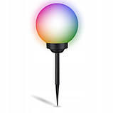 Велика садова LED‑куля 30 см на сонячній батареї — Lumiled Atris, кольорове RGB світло, IP44, фото 2