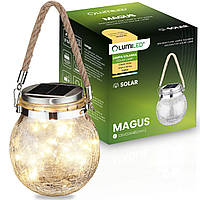 Сонячна скляна підвісна куля серії Magus — декоративна ліхтар-лампа, для саду та тераси, тепле світло 3000 K, IP44