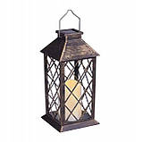 Підвісний декоративний LED ретро-ліхтар, набір 2шт, на сонячній батареї, ефект мерехтіння свічки, IP44, підвісний або настільний, фото 2