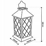 Підвісний декоративний LED ретро-ліхтар, набір 2шт, на сонячній батареї, ефект мерехтіння свічки, IP44, підвісний або настільний, фото 3