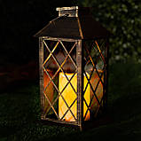 Підвісний декоративний LED ретро-ліхтар, набір 2шт, на сонячній батареї, ефект мерехтіння свічки, IP44, підвісний або настільний, фото 4