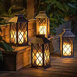 Підвісний декоративний LED ретро-ліхтар, набір 2шт, на сонячній батареї, ефект мерехтіння свічки, IP44, підвісний або настільний, фото 5
