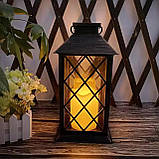 Підвісний декоративний LED ретро-ліхтар, набір 2шт, на сонячній батареї, ефект мерехтіння свічки, IP44, підвісний або настільний, фото 6