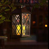 Підвісний декоративний LED ретро-ліхтар, набір 2шт, на сонячній батареї, ефект мерехтіння свічки, IP44, підвісний або настільний, фото 8