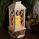 Підвісний декоративний LED ретро-ліхтар білий, набір 2шт, на сонячній батареї, ефект мерехтіння свічки, IP44, підвісний або, фото 5