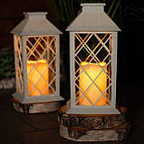 Підвісний декоративний LED ретро-ліхтар білий, набір 2шт, на сонячній батареї, ефект мерехтіння свічки, IP44, підвісний або, фото 7