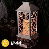 Підвісний декоративний LED ретро-ліхтар білий, набір 2шт, на сонячній батареї, ефект мерехтіння свічки, IP44, підвісний або, фото 10