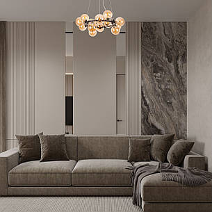 Чорна кругла люстра на 15 ламп з кавовими плафонами (84-1019-15 BK+BR), фото 2