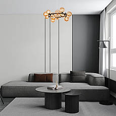 Чорна кругла люстра на 15 ламп з кавовими плафонами (84-1019-15 BK+BR), фото 3