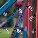 Сонячна гірлянда садова 30 LED-ліхтариків+2шт в подарунок, 9,8 м, тепле світло 2700 K, IP44, з пультом, сонячною та USB-зарядкою,, фото 7