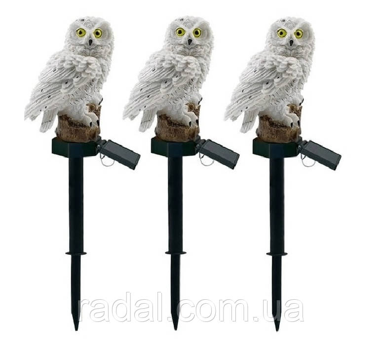 Уцінка! 3шт Садова декоративна сонячна лампа-сова LED з датчиком сутінків, SuperLED (отвори/тріщини на корпусі, не впливають на, фото 1