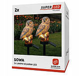 Уцінка! 3шт Садова декоративна сонячна лампа-сова LED з датчиком сутінків, SuperLED (отвори/тріщини на корпусі, не впливають на, фото 9