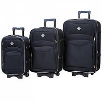 Набір валіз Bonro Style — 3 шт (S+M+L) чорний дорожні тканинні на колесах з кодовим замком і висувною ручкою, фото 2