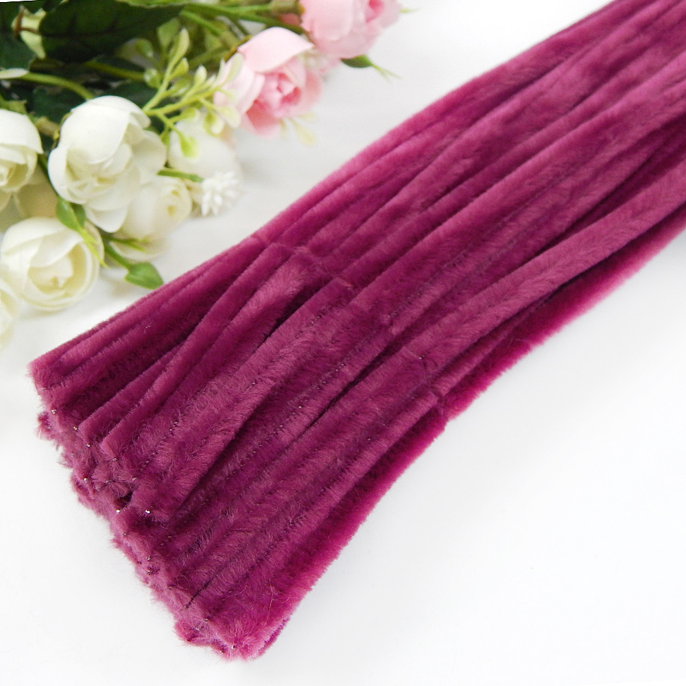 Дріт синельний №47, пухнасті палички, 30 см, сливовий (10 шт)