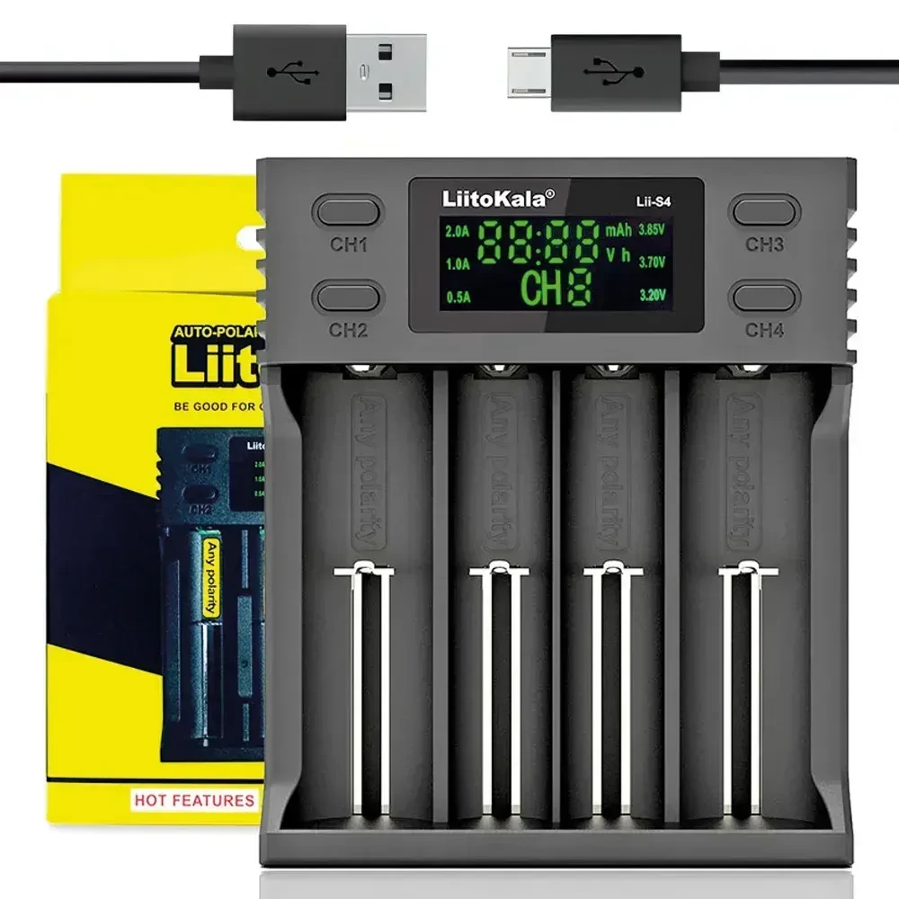 Зарядний пристрій для 4 акумуляторів з LED-дисплеєм, LiitoKala Lii-S4